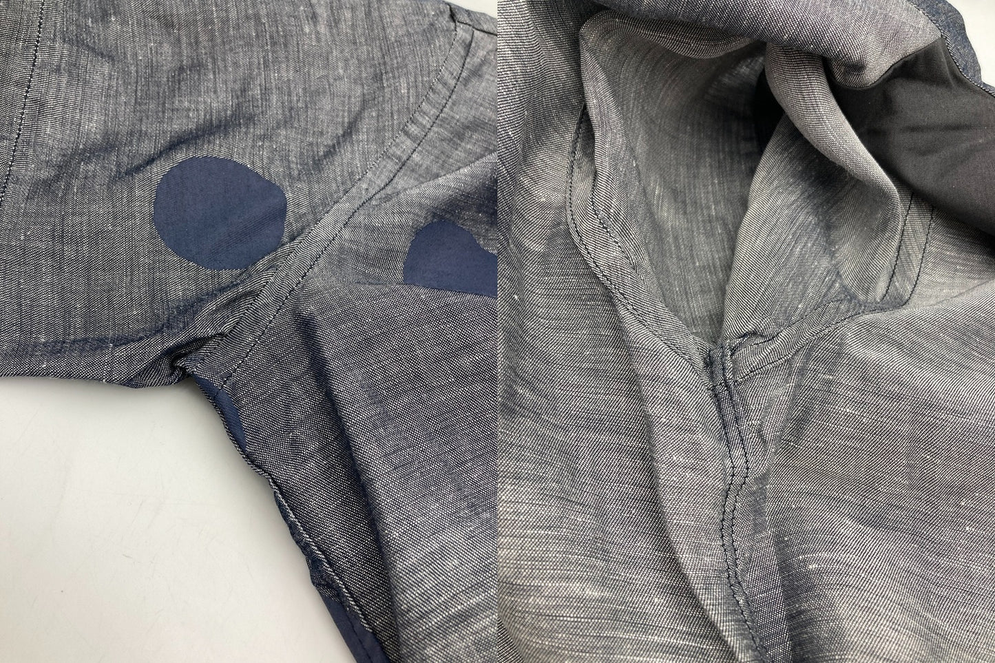 SOU・SOU ソウソウ 京型友禅染 麻混 バンドカラーシャツ 水玉 サイズSS 中古 D4