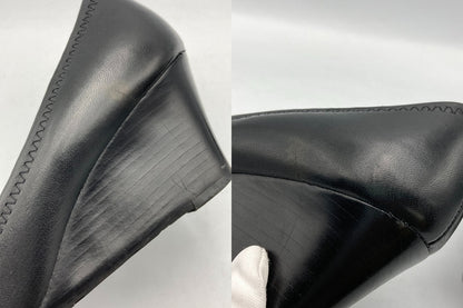 TORY BURCH トリーバーチ レザー ウェッジソール パンプス サイズ7M ブラック 中古 D4