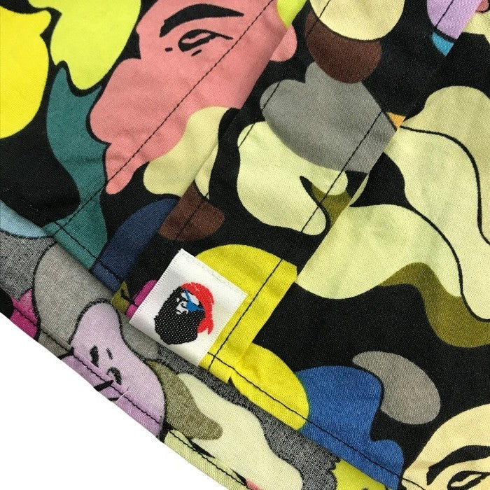 A BATHING APE アベイシングエイプ シャツ メンズ 半袖 コットン マルチカモ BAPE 総柄 迷彩 マルチカラー Lサイズ 中古 T1