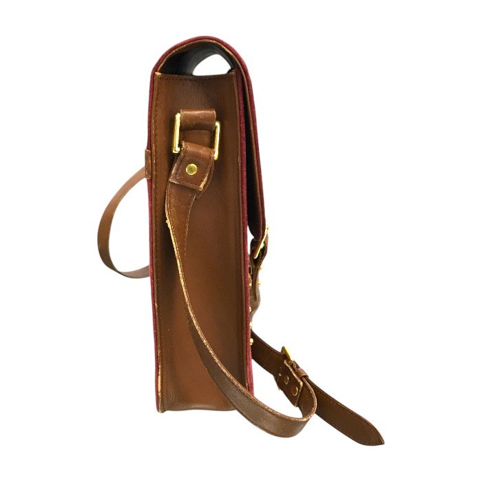 YVES SAINT LAURENT イヴサンローラン ショルダーバッグ ユニセックス スウェード スエード ヴィンテージ 斜め掛け メッセンジャー スタッズ レッド/ブラウン系 中古 T1