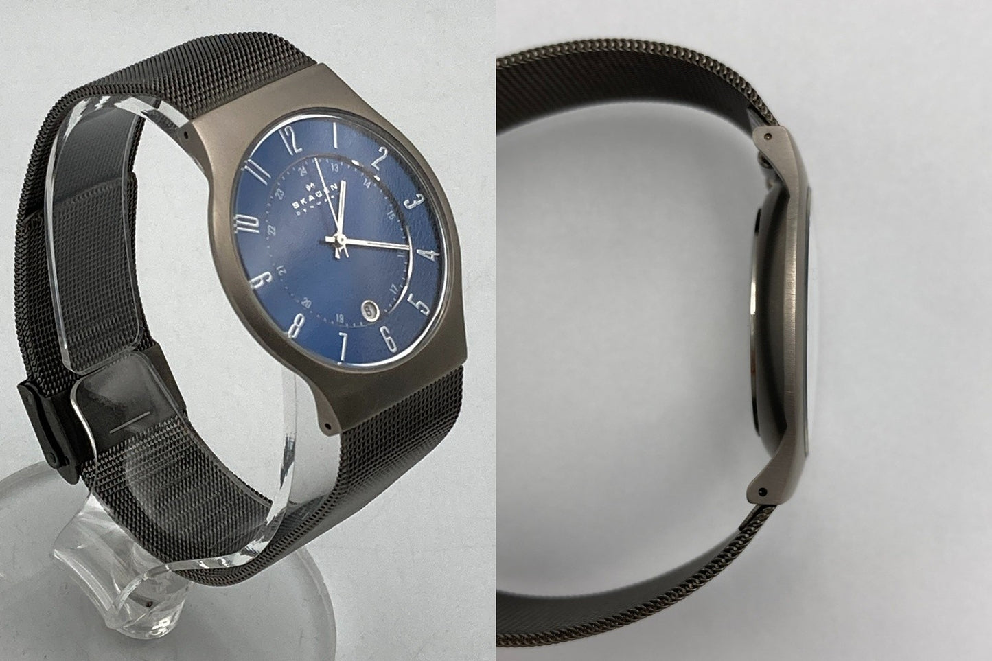 SKAGEN スカーゲン SUNDBY TITANIUM＆チャコールスチールメッシュウォッチ 233XLTTN 中古 D4