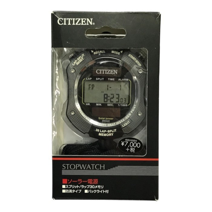 CITIZEN シチズン ストップウォッチ グレー 防滴 ソーラー電源併用 バックライト アラーム 8RDA69-008 中古 T1