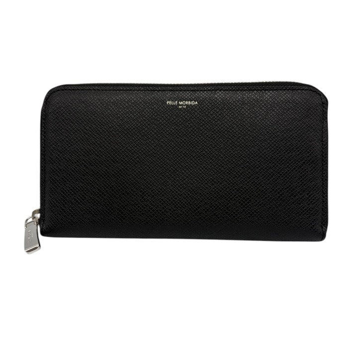 PELLE MORBIDA ペッレモルビダ ラウンドファスナー 長財布 ブラック メンズ レザー おしゃれ 小銭入れ カード入れ 中古 W４