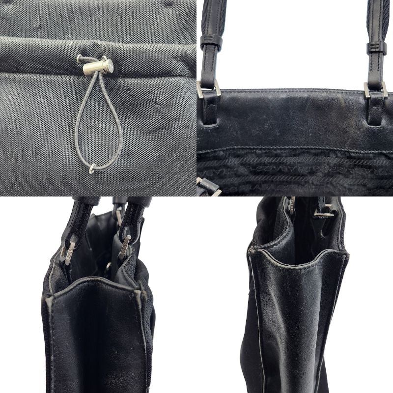 PRADA プラダスポーツ トートバッグ レディース ショルダー メッシュ 肩掛け 裏地あり レザー ブラック 中古 T1