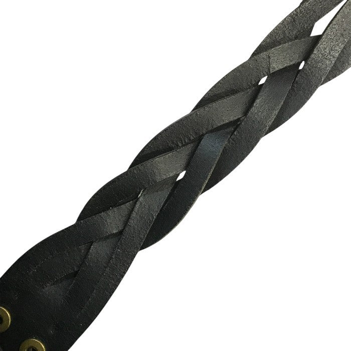 YVES SAINT LAURENT イヴサンローラン ブレスレット メンズ レザー 編み込み バングル スナップボタン ブラック 中古 T1