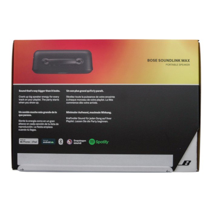 Bose SoundLink Max Portable Speaker 大型 防水Bluetoothスピーカー 最長20時間連続再生 USB-C 3.5 mm AUX入力対応 ブラック 中古 1