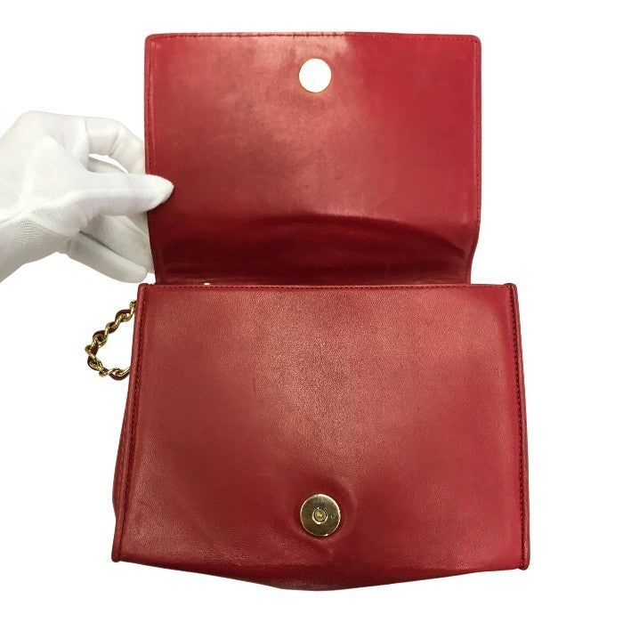 CHANEL シャネル マトラッセ ショルダーバッグ レディース ラムスキン ゴールドチェーン ココマーク ヴィンテージ レッド 中古 T1