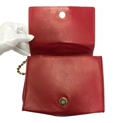CHANEL シャネル マトラッセ ショルダーバッグ レディース ラムスキン ゴールドチェーン ココマーク ヴィンテージ レッド 中古 T1
