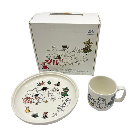 未使用品 ARABIA アラビア ムーミン チルドレンセット コップ マグカップ プレート 皿 食器 洋食器 かわいい 中古 W1