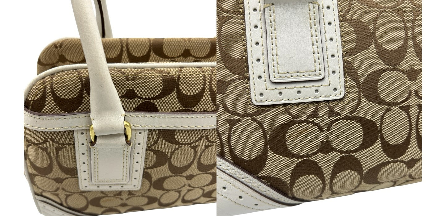 COACH コーチ シグネチャー トート バッグ 10532 鞄 ブランド レディース ホワイト 中古 W４