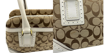 COACH コーチ シグネチャー トート バッグ 10532 鞄 ブランド レディース ホワイト 中古 W４