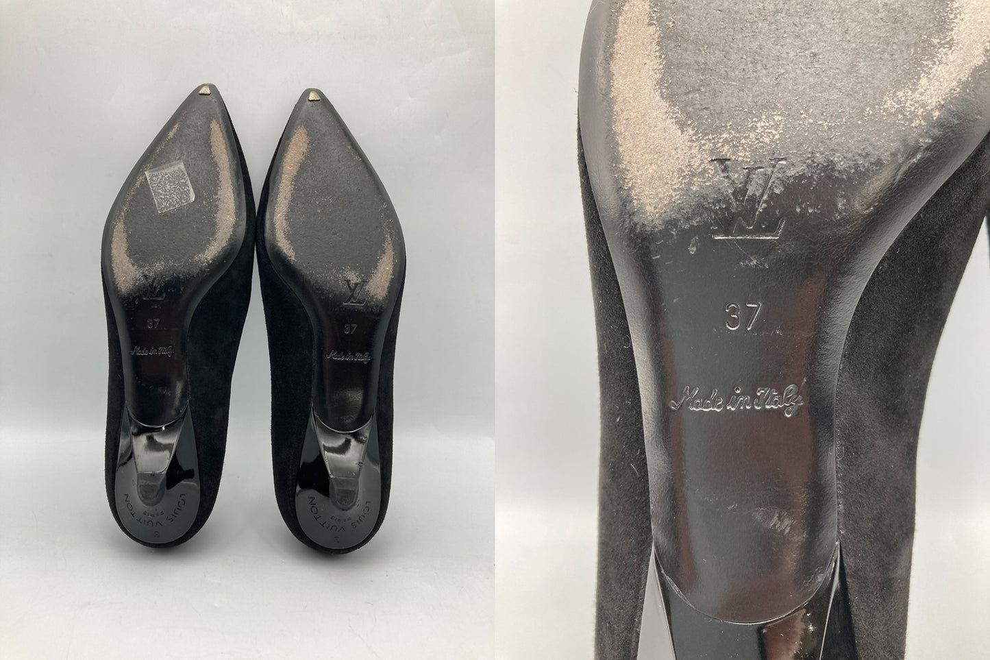 LOUIS VUITTON ルイヴィトン ポインテッドトゥ ローヒール パンプス サイズ37 ブラック 中古 D4