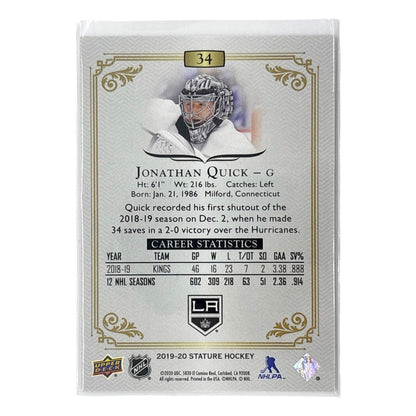 UPPER DECK NHLカード STATURE JONATHAN QUICK KINGS 31/75 #34 中古 IT1