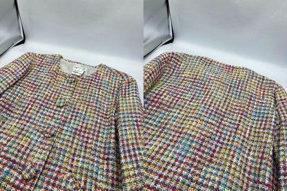 agnes b アニエスべー ノーカラー ツイードジャケット サイズ2 フランス製 中古 D4