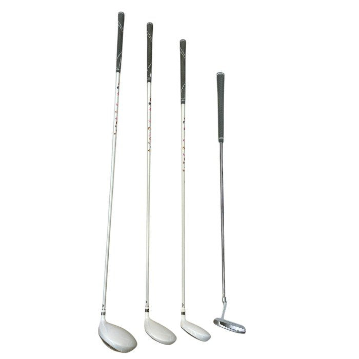 PUPPY’S PAW 仔犬の肉球 レディース ゴルフセット クラブ8本+キャディバッグ付 (ホワイト/ピンク) ウッド アイアン パターユーティリティ スポーツ 中古 W1