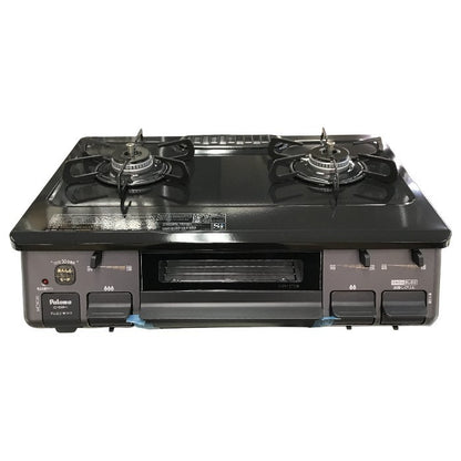 パロマ ガステーブル ニュートラルグレー 都市ガス(12A/13A) 2口ガスコンロ 水無し片面焼きグリル 左強火 IC-S89-L 中古 T1