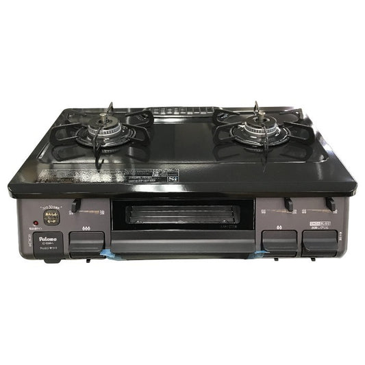 パロマ ガステーブル ニュートラルグレー 都市ガス(12A/13A) 2口ガスコンロ 水無し片面焼きグリル 左強火 IC-S89-L 中古 T1