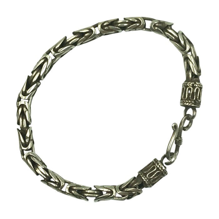 シルバー 925 ビザンチンチェーン ブレスレット メンズ バリチェーン いぶし仕上げ 銀 Silver 20cm 中古 T1