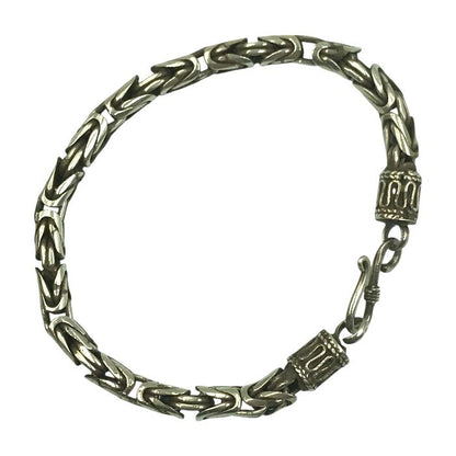 シルバー 925 ビザンチンチェーン ブレスレット メンズ バリチェーン いぶし仕上げ 銀 Silver 20cm 中古 T1
