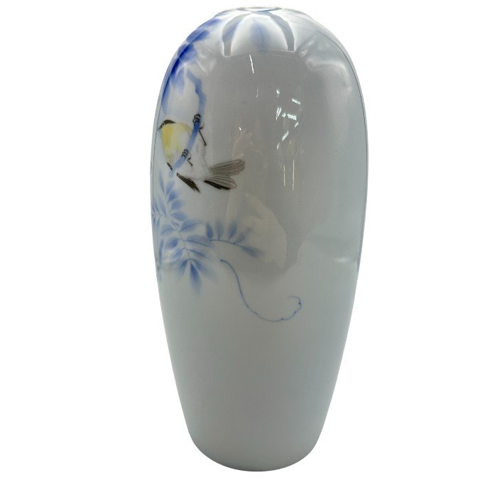 深川製磁 花瓶 下り藤 鳥 有田焼 インテリア 花瓶 中古 W４