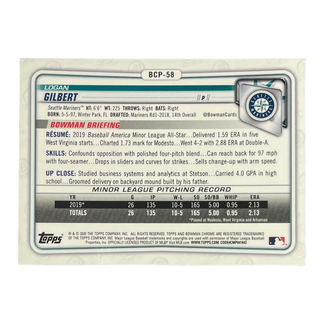 TOPPS MLBカード BOWMAN CHROME LOGAN GILBERT SEATTLE MARINERS #BCP-58 中古 IT2