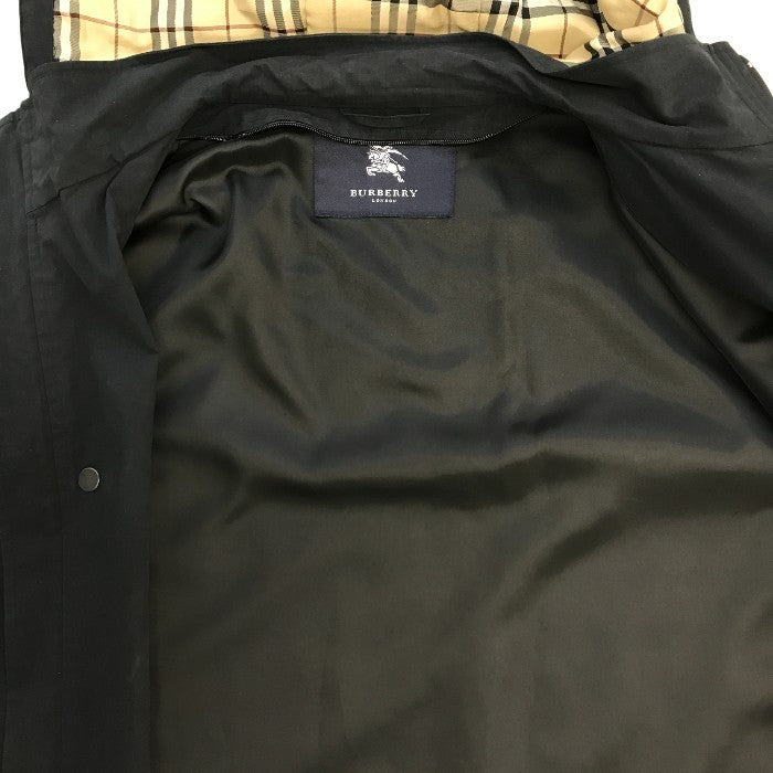BURBERRY バーバリー コート メンズ ダウンライナー/フード付 コットン 裏地チェック柄 ブラック Mサイズ BBB85-585-09 中古 T1