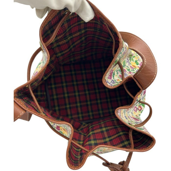 KENZO 花柄 巾着 ショルダーバッグ オフホワイト ケンゾー フラワー 鞄 肩掛け レディース かわいい 中古 W４