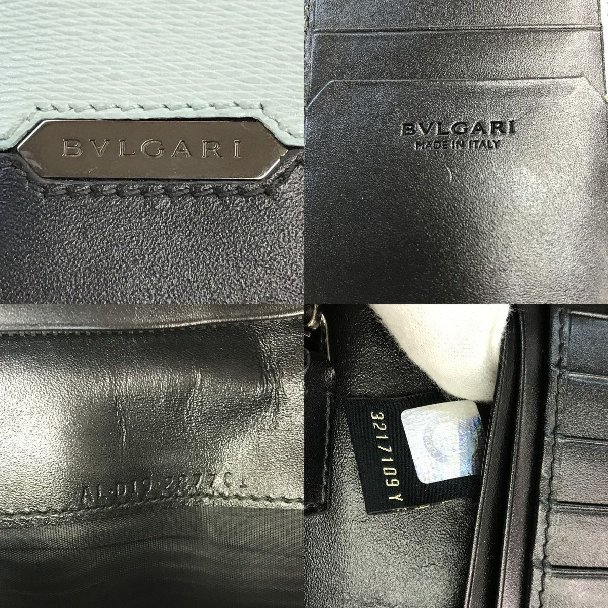 BVLGARI ブルガリ セルペンティ スカリエ マン 長財布 メンズ 二つ折り レザー 小銭入れあり バイカラー ミントブルー/ブラック 中古 T1