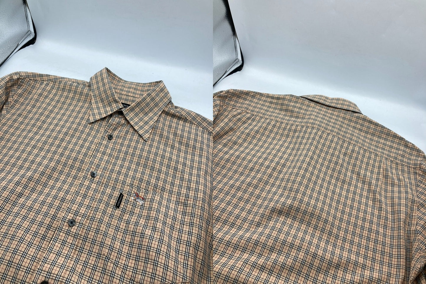BURBERRY BLACK LABEL バーバリー ブラックレーベル ノバチェック 半袖シャツ サイズ3 メンズ BMW20-901 中古 D4
