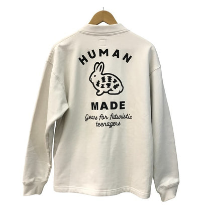 HUMAN MADE ヒューマンメイド カーディガン メンズ コットン スウェット ウサギ ハートボタン 裏起毛 アイボリー Lサイズ 中古 T1