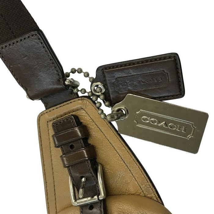 COACH コーチ トンプソン ボディバッグ メンズ レザー ショルダー スリング ベージュ F70360 中古 T1