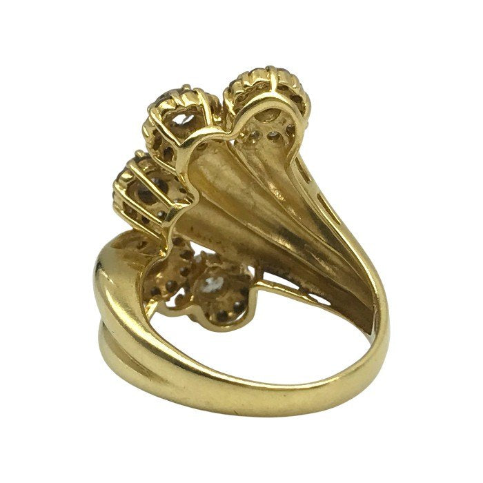 K18/ダイヤ 1.09/0.73ct リング レディース 螺旋 デザインリング イエローゴールド 12号 中古 T1