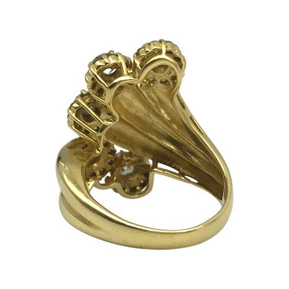 K18/ダイヤ 1.09/0.73ct リング レディース 螺旋 デザインリング イエローゴールド 12号 中古 T1