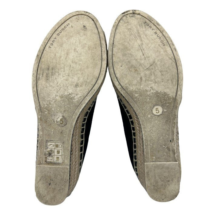 TORY BURCH トリーバーチ パンプス レディース エスパドリーユ ウェッジソール ブラック 5サイズ (約22cm) 靴 シューズ 夏 かわいい ブランド 中古 W４