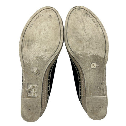 TORY BURCH トリーバーチ パンプス レディース エスパドリーユ ウェッジソール ブラック 5サイズ (約22cm) 靴 シューズ 夏 かわいい ブランド 中古 W４