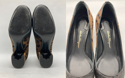 Salvatore Ferragamo サルヴァトーレフェラガモ ハラコ レオパード パンプス サイズ4 レディース 中古 D4