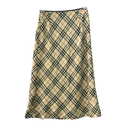 BURBERRY バーバリー ロングスカート レディース ウール ノバチェック ロンドン ベルト ベージュ 40サイズ FX005-045 中古 T1