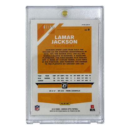 PANINI NFLカード DONRUSS OPTIC PRIZM LAMAR JACKSON BALTIMORE 67/99 #9 中古 IT1
