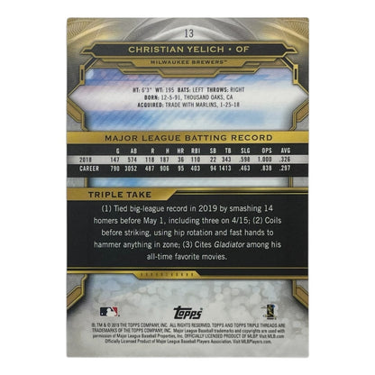 TOPPS MLBカード TRIPLE THREADS CHRISTIAN YELICH MILWAUKEE BREWERS /259 #13 中古 IT2