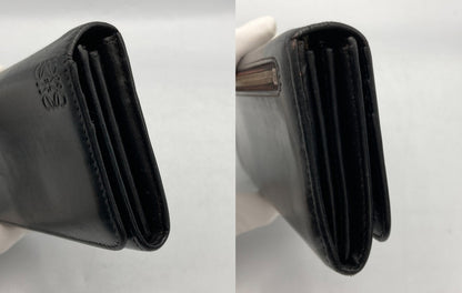 LOEWE ロエベ レザー 2つ折り長財布 アナグラム ブラック 中古 D4