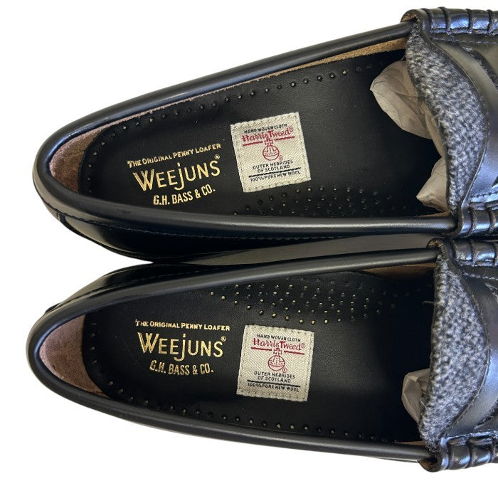 G.H.BASS ジーエイチバス WEEJUNS ローファー ツイード ブラック US7.5 (約25.5cm) 靴 シューズ メンズ レザー 中古 W1