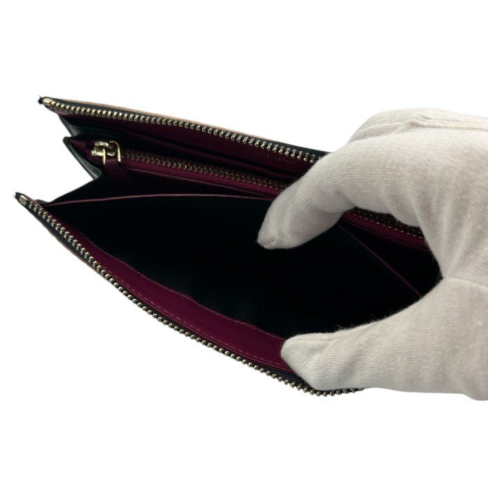 Paul Smith ポールスミス No.9 長財布 メンズ エンボス レザー L字ファスナー ネイビー/レッド/グリーン 本革 カード入れ 小銭入れ 札入れ 中古 W1