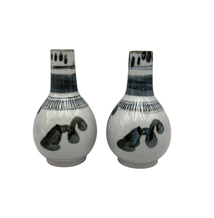 12代 永楽善五郎 和全 絵高麗写 酒瓶 一対 中古 D4