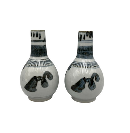 12代 永楽善五郎 和全 絵高麗写 酒瓶 一対 中古 D4