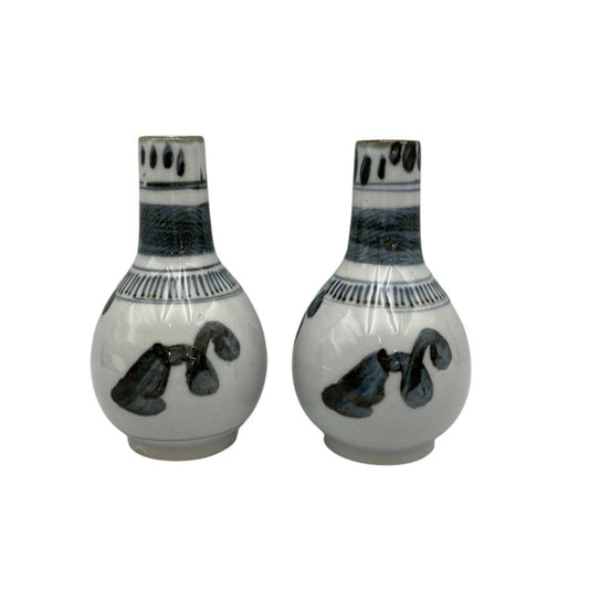 12代 永楽善五郎 和全 絵高麗写 酒瓶 一対 中古 D4