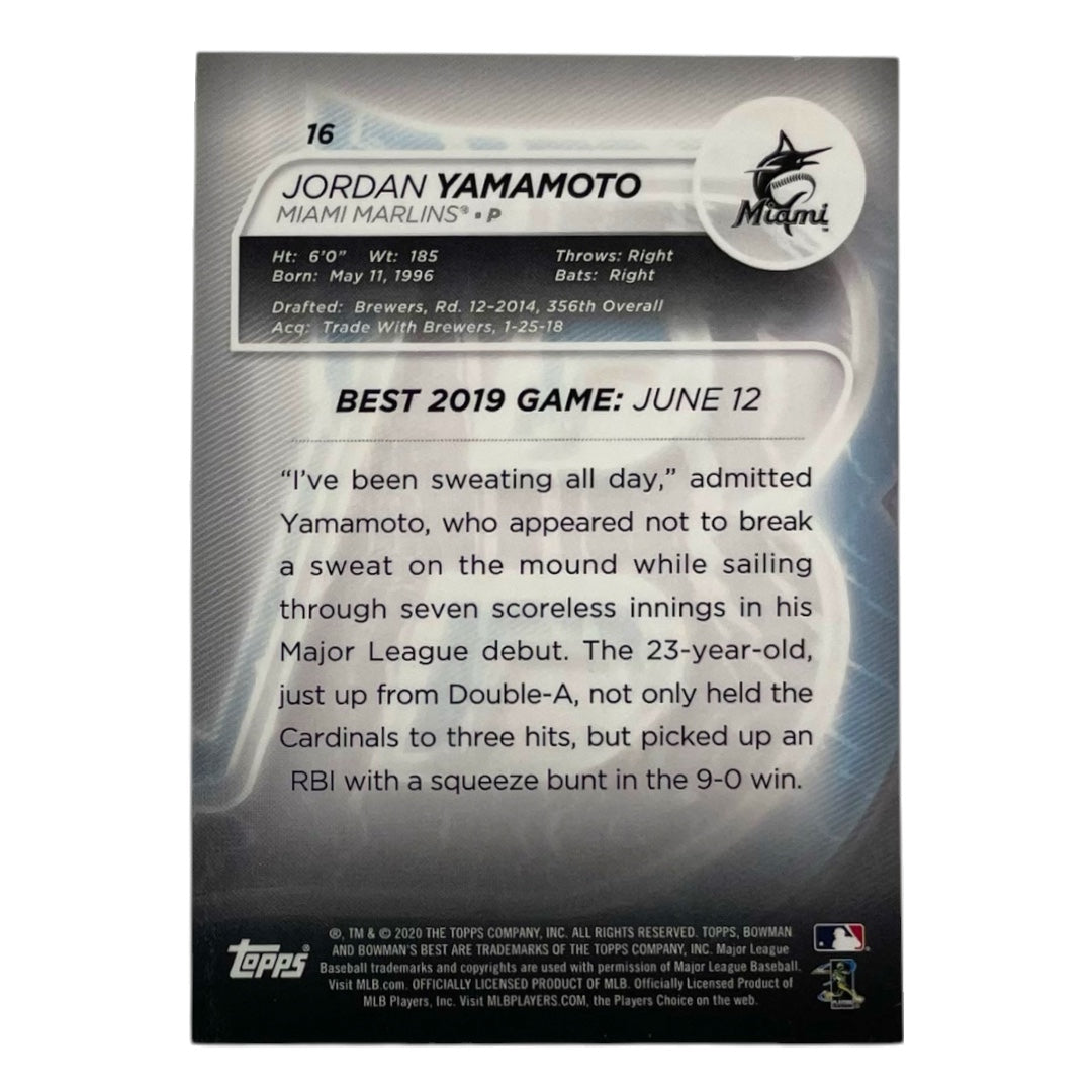 TOPPS MLBカード BOWMAN'S BEST JORDAN YAMAMOTO MIAMI MARLINS /99 #16 中古 IT2