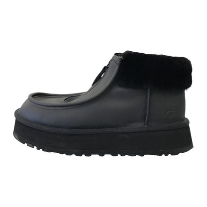 UGG アグ ファンケット ブーツ レディース レザー ジップアップ 厚底 艶消し マット ブラック 25cm 1120877 中古 T1