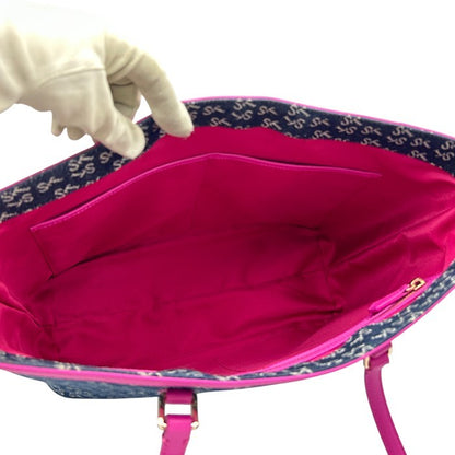 Samantha Thavasa サマンサタバサ Denim ST Jacguard トートバッグ デニム ジャガード 鞄 レディース A4 通勤 お出かけ 中古 W４