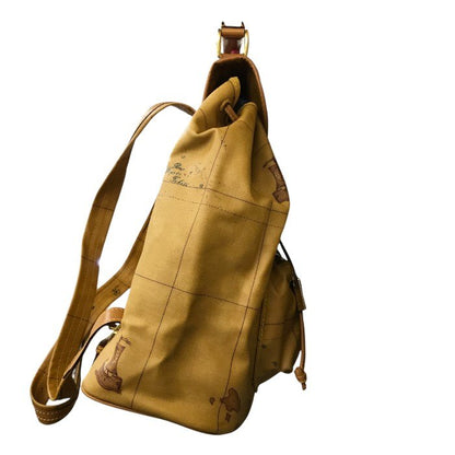 PRIMA CLASSE プリマクラッセ リュック ユニセックス オールシーズン 世界地図 ブラウン 中古 N1