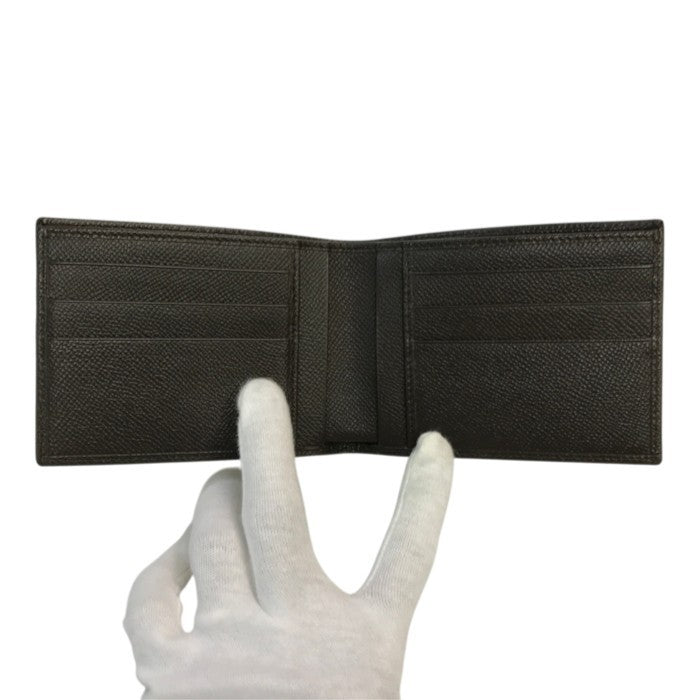 BVLGARI ブルガリ Hipster Large 2 Folds 財布 メンズ 二つ折り レザー 薄型 札入れ シンプル ブラウン 中古 T1